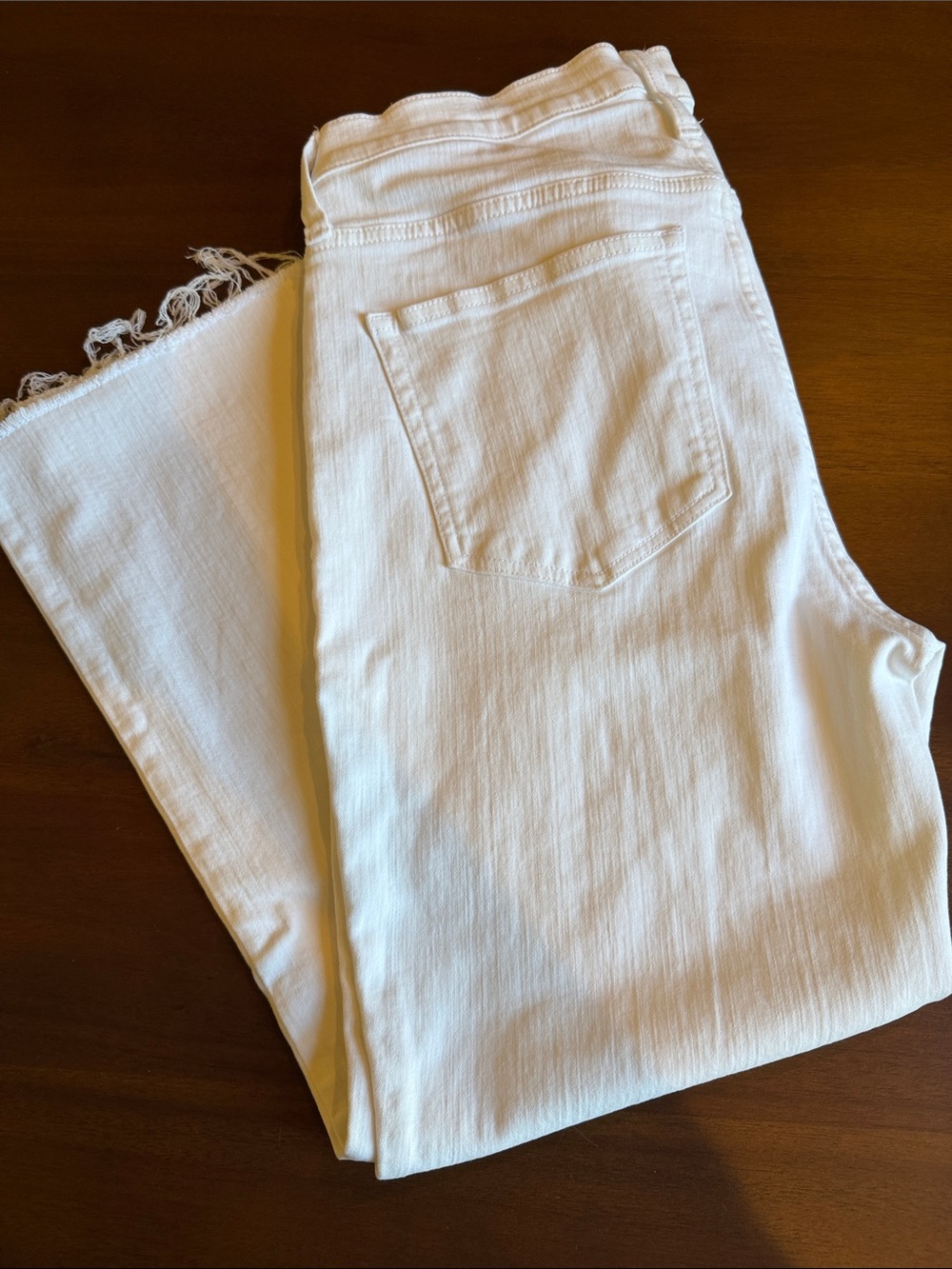 J. Crew White Women's Fringe Hem Jeans - Demi Boot Crop